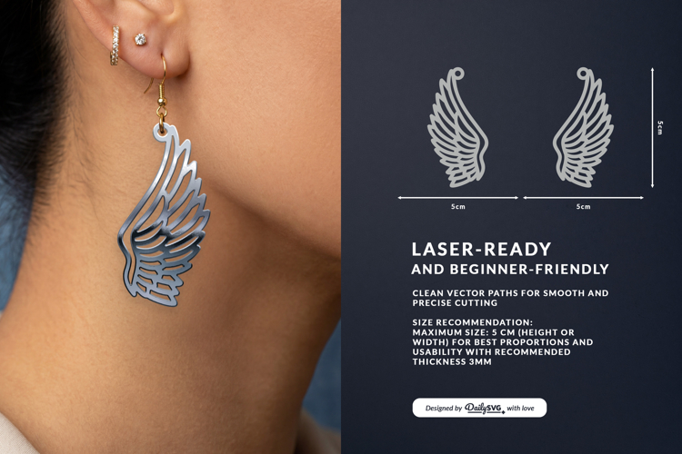 Celestial Wing Earrings Laser Cut