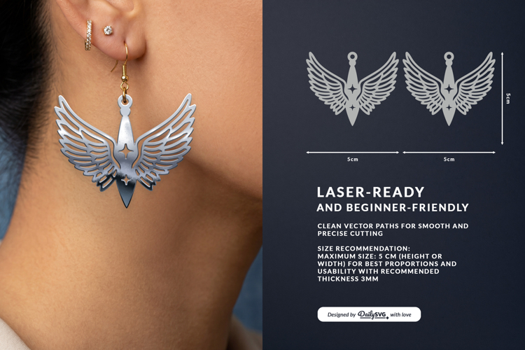 Celestial Wing Earrings Laser Cut