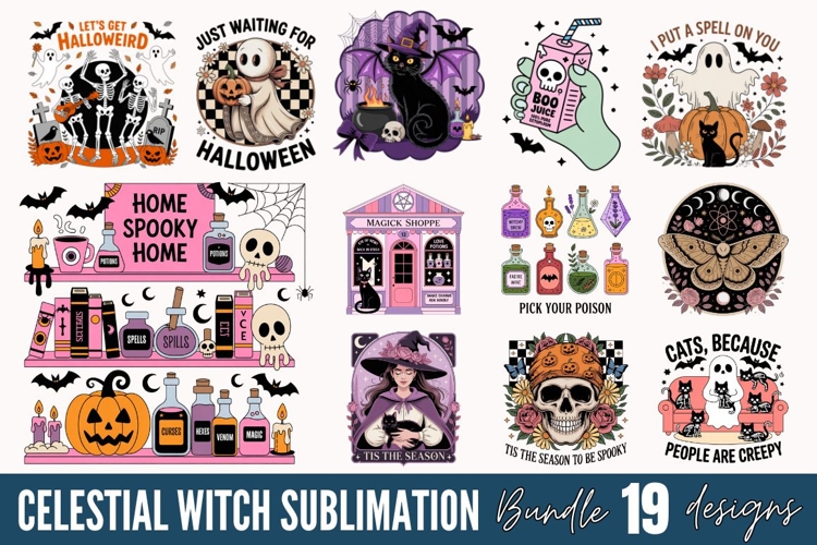 Celestial Witch Sublimation Bundle, Halloween Sublimation