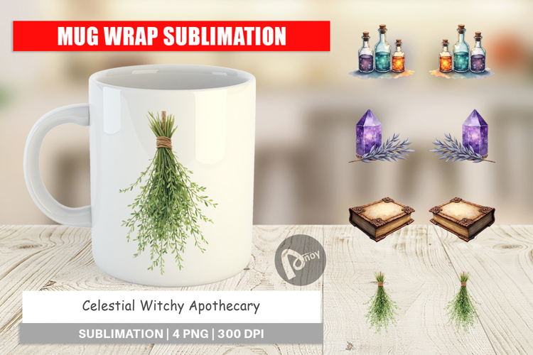 Celestial Witchy Apothecary Mug Wrap