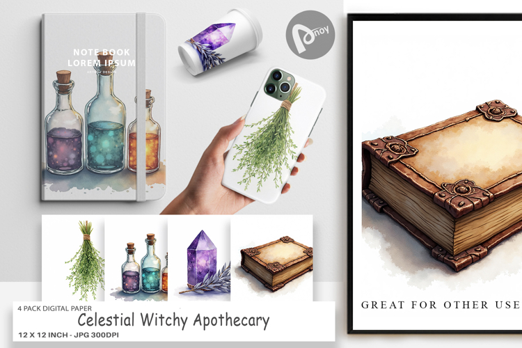 Celestial Witchy Apothecary Digital Paper