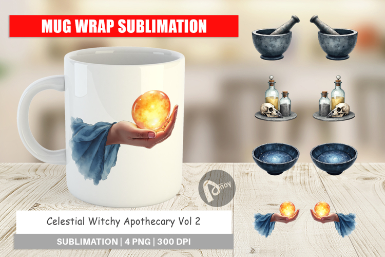 Celestial Witchy Apothecary Mug Wrap