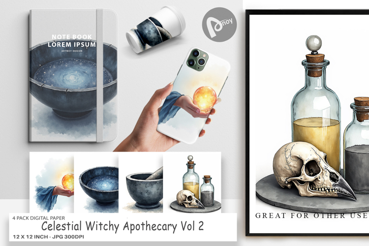 Celestial Witchy Apothecary Digital Paper