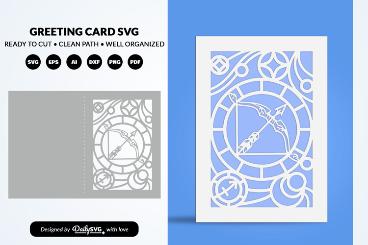 Sagittarius Celestial Zodiac Card SVG Astrology Greeting Car