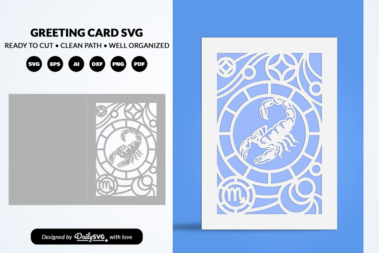 Scorpio Celestial Zodiac Card SVG Astrology Greeting Car