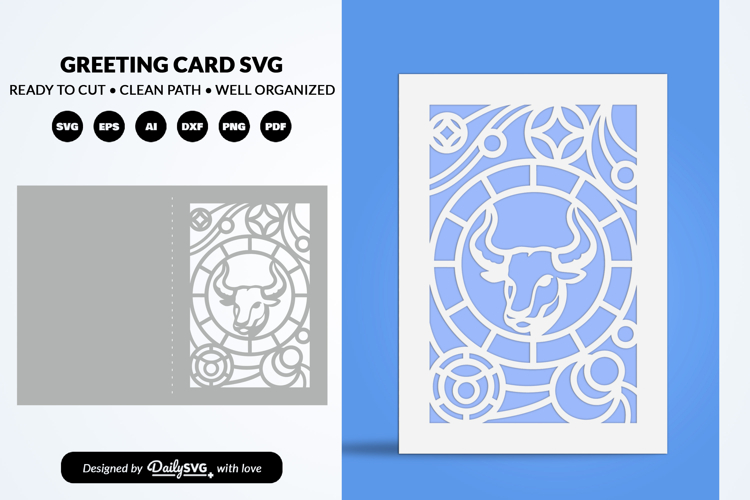 Taurus Celestial Zodiac Card SVG Astrology Greeting Car