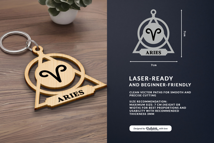 Celestial Zodiac Keychain Laser Cut SVG - Aries