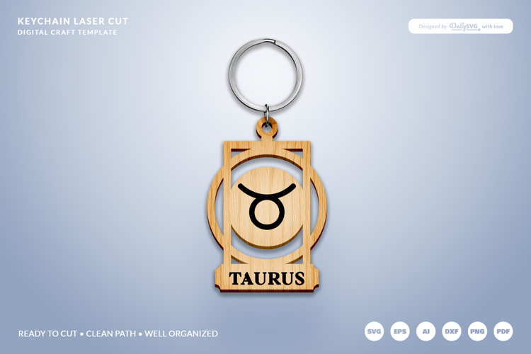 Celestial Zodiac Keychain Laser Cut SVG - Taurus