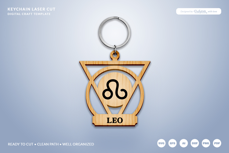 Celestial Zodiac Keychain Laser Cut SVG - Leo