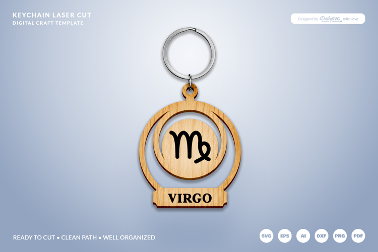 Celestial Zodiac Keychain Laser Cut SVG - Virgo