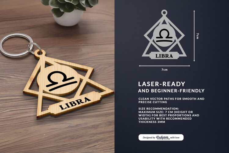 Celestial Zodiac Keychain Laser Cut SVG - Libra
