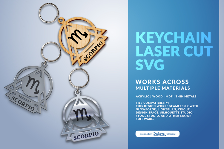 Celestial Zodiac Keychain Laser Cut SVG - Scorpio