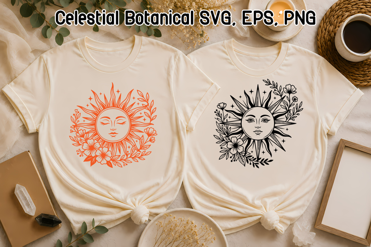 Celestial Botanical Sun SVG | Floral Sun Designs