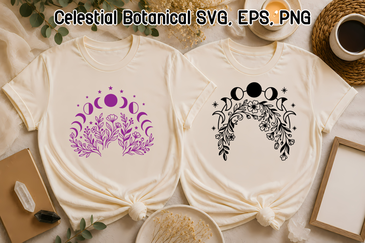 Moon Phases SVG | Celestial Botanical Floral Designs