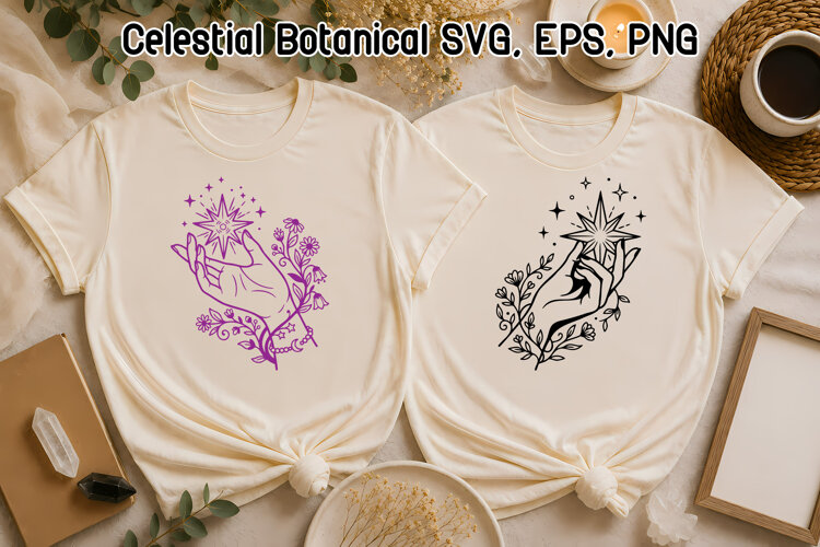 Mystical Hand SVG | Celestial Botanical Star example image 1