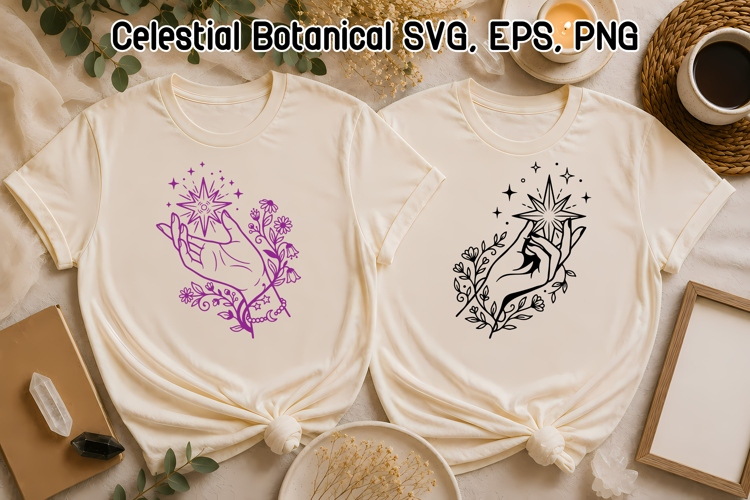Mystical Hand SVG | Celestial Botanical Star