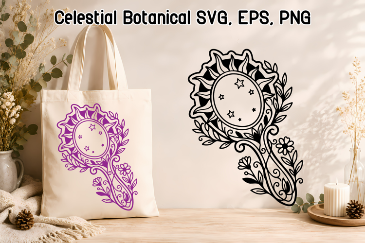 Celestial Mirror SVG | Botanical Magic Mirror