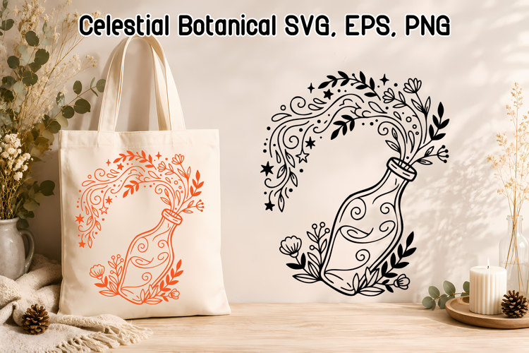 Magic Bottle SVG | Celestial Botanical Potion