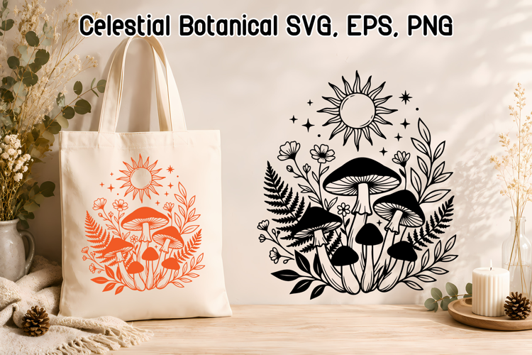 Celestial Mushroom SVG | Botanical Mushroom Design