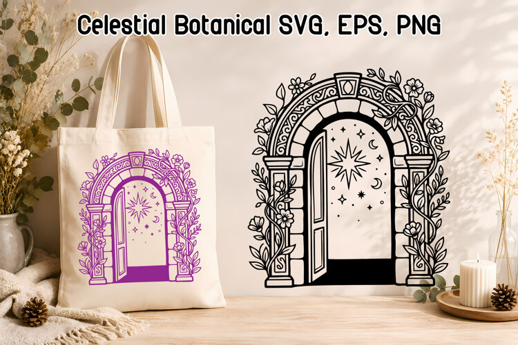 Celestial Door SVG | Botanical Magic Portal example image 1