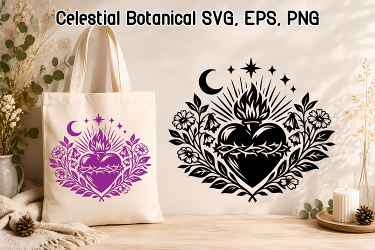 Sacred Heart SVG | Celestial Botanical Heart