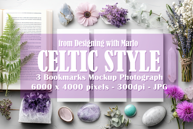 3 White Bookmark Mockup, Celtic Mockup, Floral Photo, p3