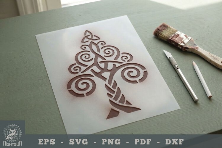 Celtic Christmas Tree Stencil 1 example image 1