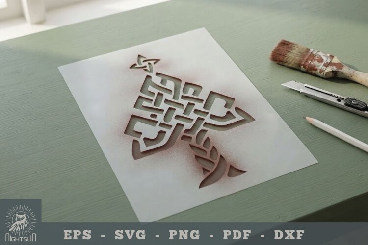 Celtic Christmas Tree Stencil 2 example image 1