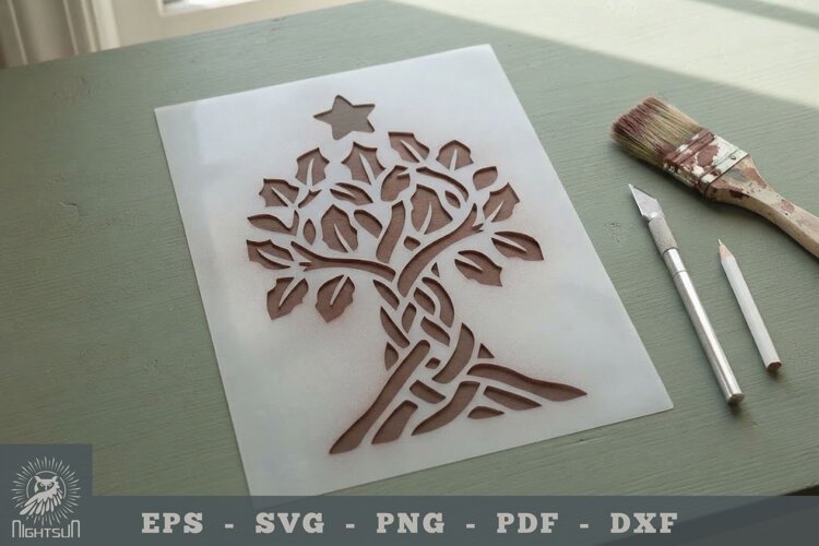 Celtic Christmas Tree Stencil 3 example image 1