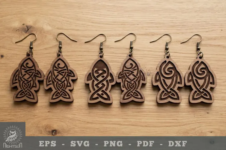 Celtic Fish Lasercut Earrings