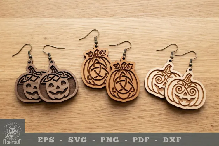 Celtic Halloween Pumpkin Lasercut Earrings