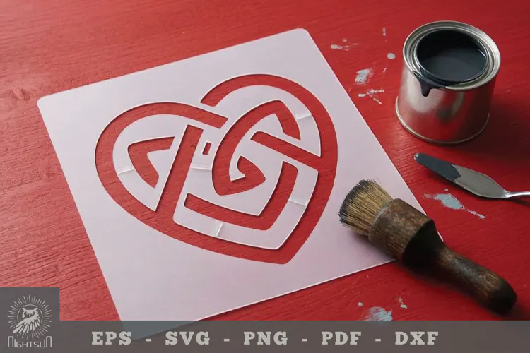 Celtic Heart Papercut Stencil 1