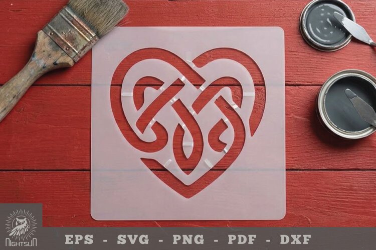 Celtic Heart Papercut Stencil 4 example image 1