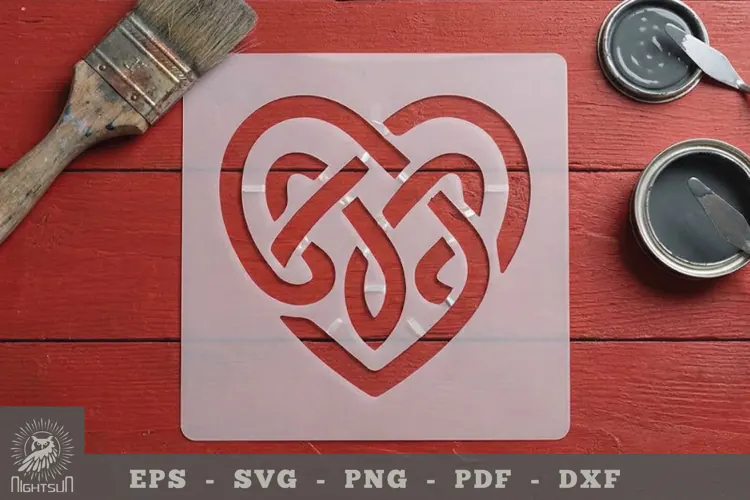 Celtic Heart Papercut Stencil 4