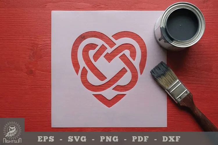 Celtic Heart Papercut Stencil 5