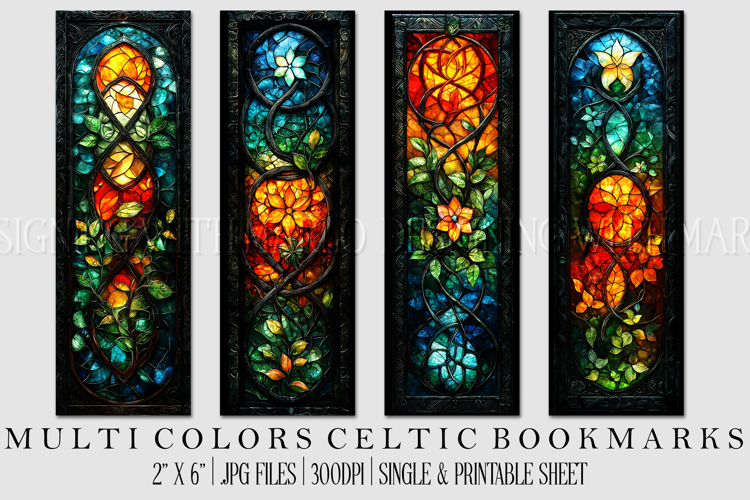 Irish Celtic Bookmarks, Celtic Designs, Multi Color Bookmark