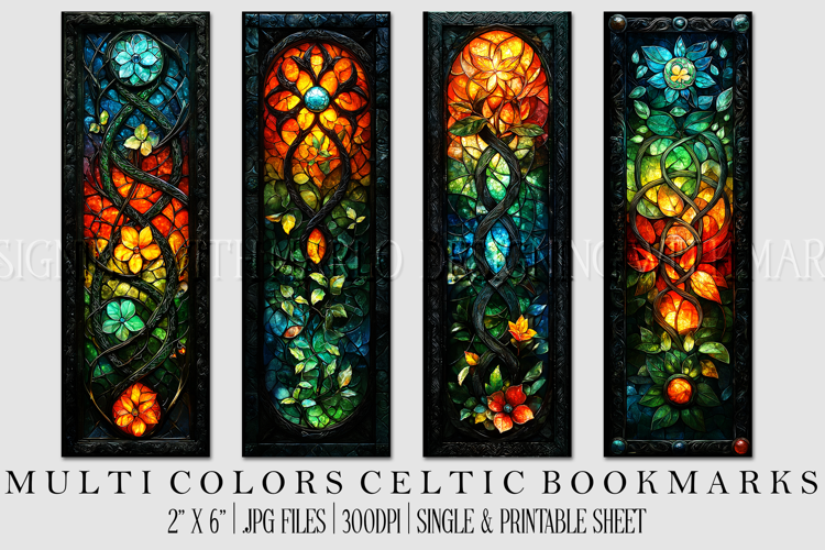 Irish Celtic Bookmarks, Celtic Designs, Multi Color Bookmark