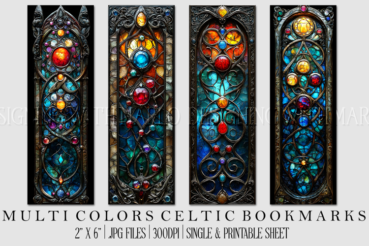 Irish Celtic Bookmarks, Celtic Designs, Multi Color Bookmark