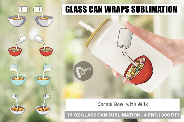 Glass Can Cereal Bowl with Milk