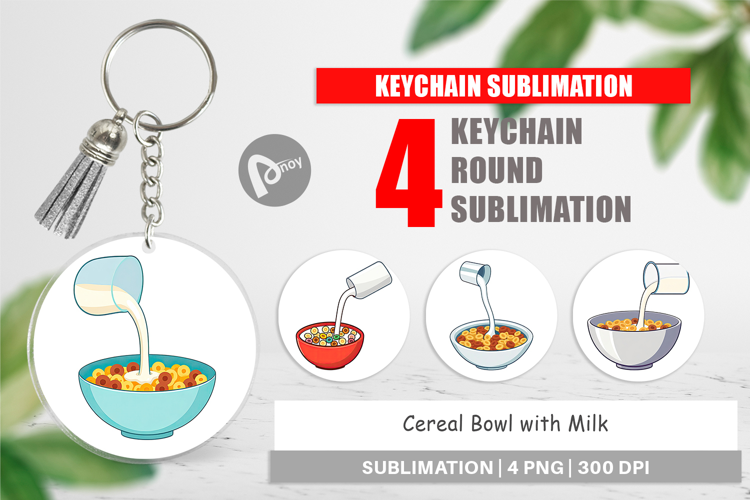 Keychain Cereal Bowl with Milk