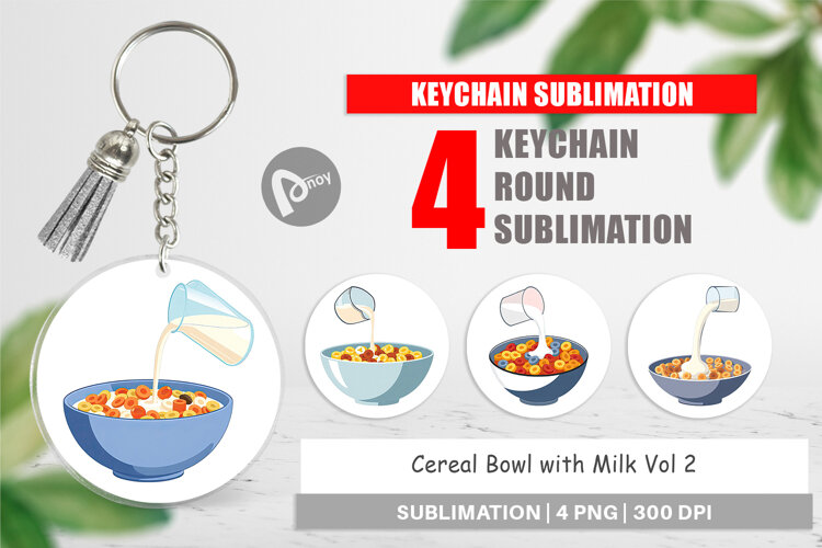 Keychain Cereal Bowl with Milk example image 1
