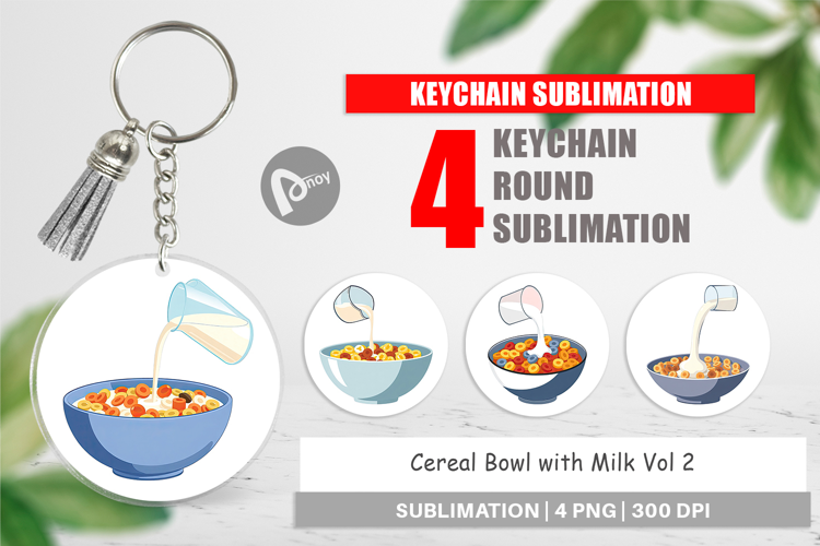 Keychain Cereal Bowl with Milk