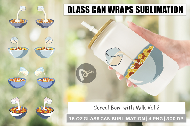 Glass Can Cereal Bowl with Milk