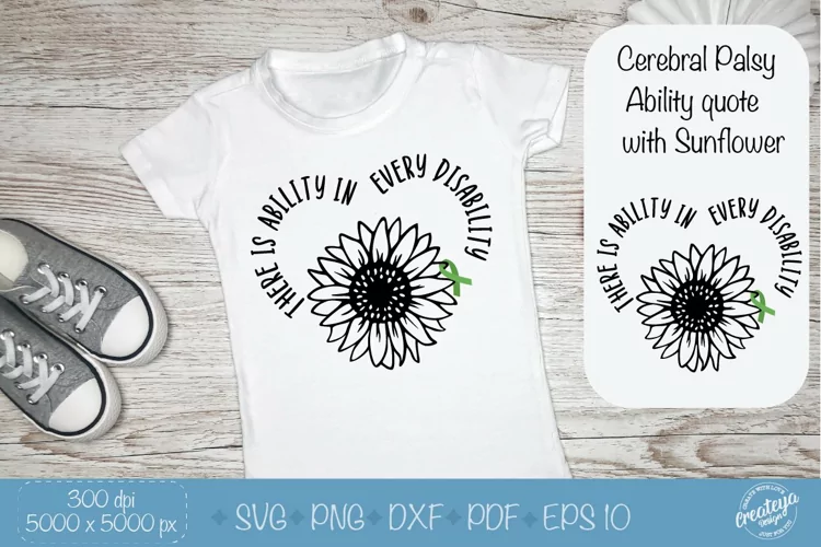 Cerebral Palsy SVG with Sunflower in the heart. Awareness