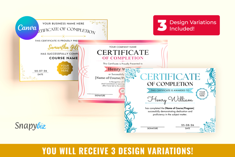 Canva Certificate Of Completion Template
