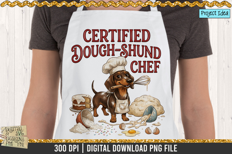 Certified Dough-shund Chef Baking PNG Design / Baking png