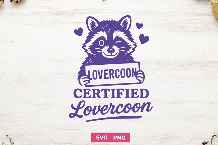 Certified Lovercoon SVG PNG, Funny Raccoon Love Quote Design