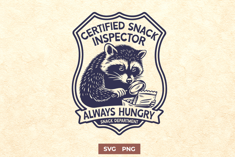 Certified Snack Inspector SVG PNG, Funny Raccoon Design