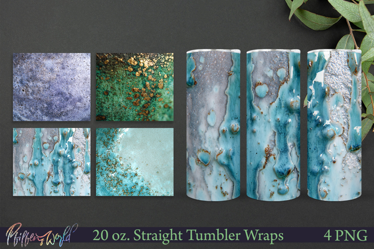 Turquoise Ceramic Texture 20oz Tumbler Wraps
