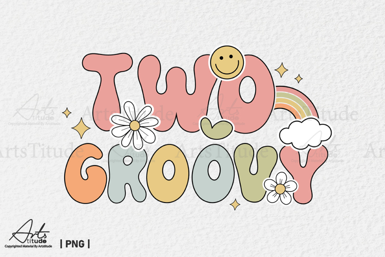 Two Groovy PNG - 2nd Birthday Retro Sublimation Design
